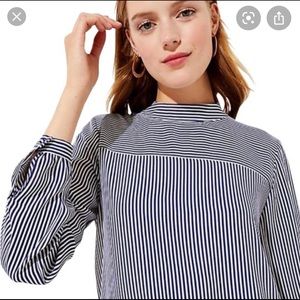 Loft Striped Mock Blouse